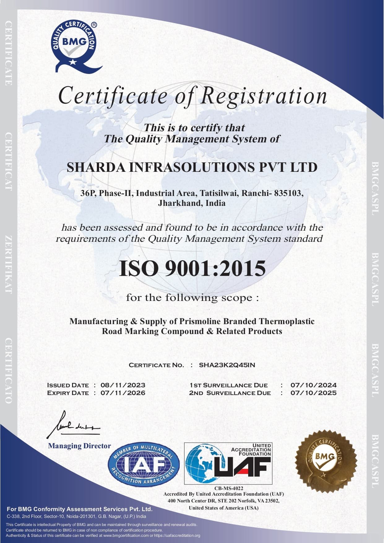 ISO 9001:2015 Certificate